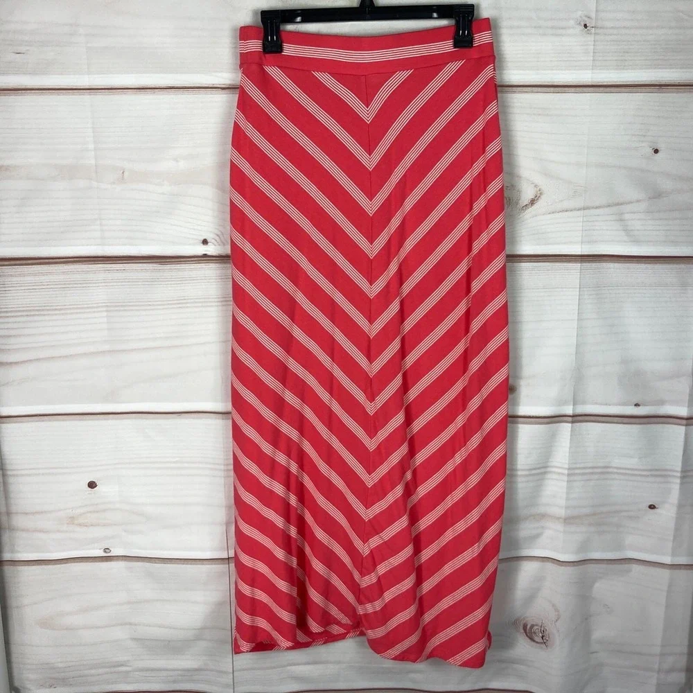 Sonoma Skirt Womens Small Jersey Knit Maxi Pull On Chevron Print‎ Pink Long